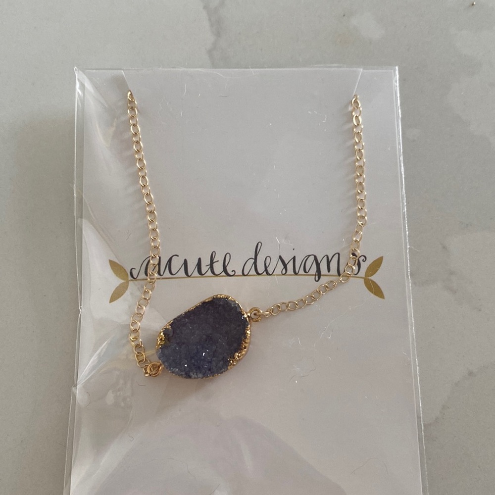 Deep purple/blue Chunky druzy necklace